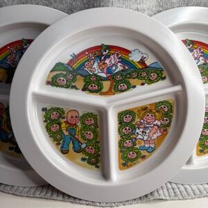 Vintage 1983 Cabbage Patch Kids Melamine Divided Plates Set of 3 Retro 80s Kids